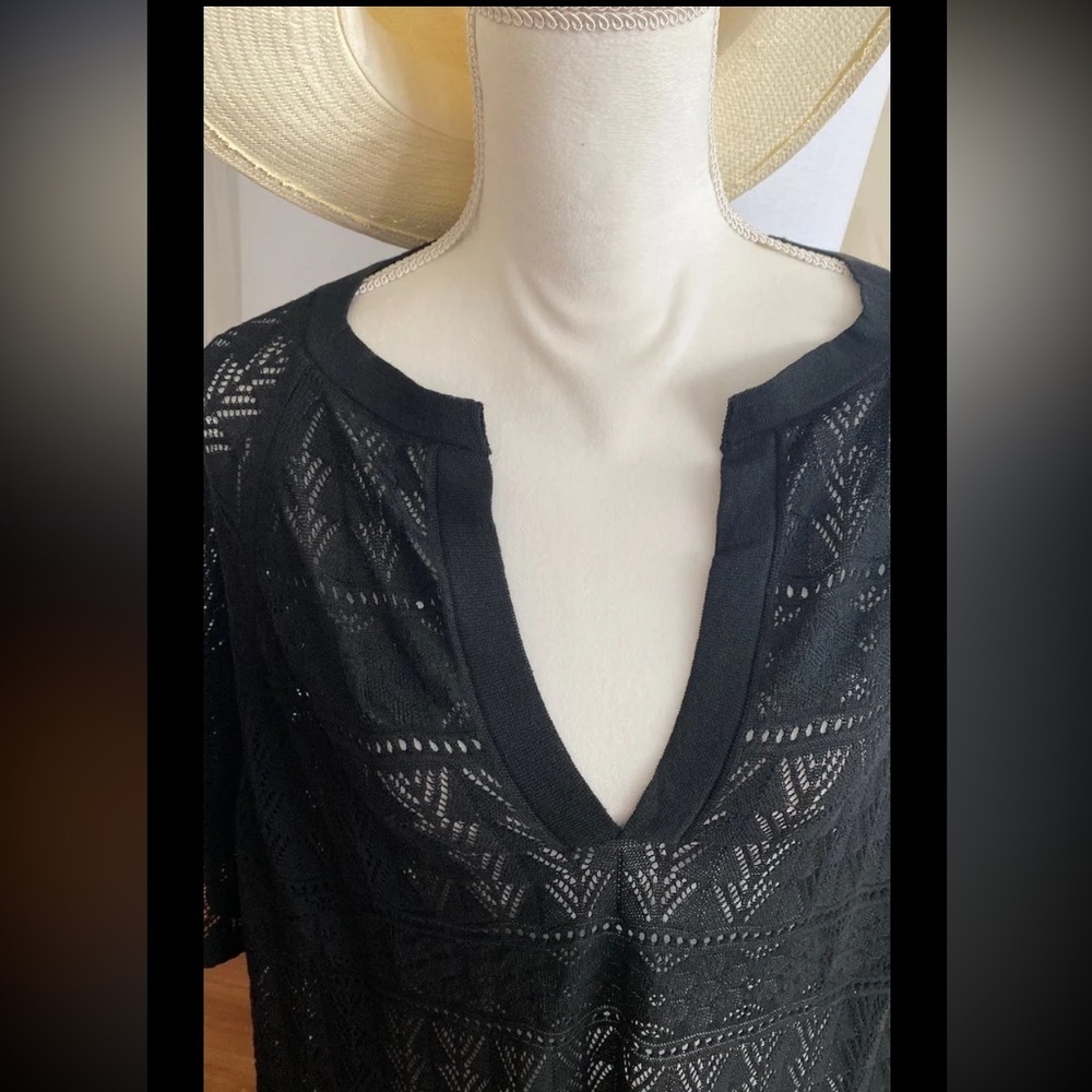 Mango Black Crochet Kimono Tunic Size S - Picture 10 of 11